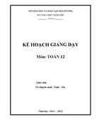 KẾ HOẠCH GIẢNG DẠY Môn TOÁN 12 năm 2008 2009