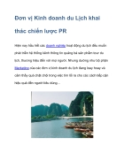 Đơn vị Kinh doanh du Lịch khai thác chiến lược PR