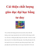 Cải thiện chất lượng giáo dục đại học bằng tư duy