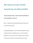 Sẵn sàng mua và giữ cổ phiếu trong dài hạn như Warant Buffett