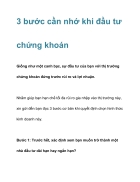 3 bước cần nhớ khi đầu tư chứng khoán