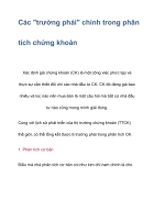 Các trườhng phái chính trong phân tích chứng khoán