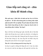 Giao tiếp nơi công sở chìa khóa để thành công