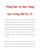 Năng lực tư duy sáng tạo trong thế kỷ 21