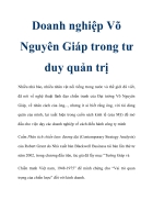 Doanh nghiệp Võ Nguyên Giáp trong tư duy quản trị