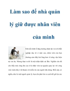 Làm sao để nhà quản lý giữ được nhân viên của mình