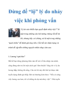 Năm sai sót thường gặp trong phỏng vấn