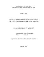 Quản lý và khai thác các công trình thủy lợi ở huyện can lộc tỉnh hà tĩnh