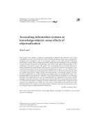 Accounting information systems as knowledge objects some effects of objectualization