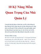 10 Kỹ Năng Mềm Quan Trọng Của Nhà Quản Lý