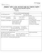 Mẫu phiếu yêu cầu tuyển dụng nhân viên employee requirement sheet