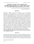 Sinh kế và khả năng thích ứng với biến đổi khí hậu của cộng đồng dân cư ven biển đồng bằng sông cửu long