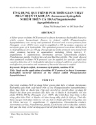 Ứng dụng qui trình pcr thời gian thật phát hiện vi khuẩn Aeromonas hydrophila nhiễm trên cá tra Pangasianodon hypophthalmus