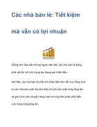 Các nhà bán lẻ Tiết kiệm mà vẫn có lợi nhuận