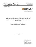 Decimalisation table attacks for PIN cracking