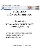 Kỹ năng ra quyết định trong quản trị