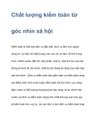 Chất lượng kiểm toán từ góc nhìn xã hội