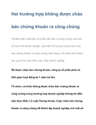 Hai trường hợp không được chào bán chứng khoán ra công chúng