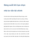 Sáng suốt khi lựa chọn nhà tư vấn tài chính