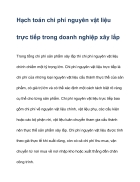 Hạch toán chi phí nguyên vật liệu trực tiếp trong doanh nghiệp