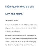 Thẩm quyền điều tra của KTV nhà nước