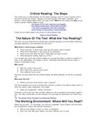 Critical Reading The Steps