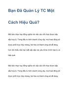 Quản Lý TC doanh nghiệp Một Cách Hiệu Quả