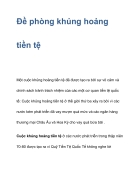 Đề phòng khủng hoảng tiền tệ