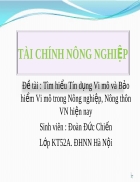 Tìm hiểu Tín dụng Vi mô và Bảo hiểm Vi mô trong Nông nghiệp Nông thôn Việt Nam hiện nay