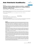 Báo cáo khoa học Veterinary decision making in relation to metritis a qualitative approach to understand the background for variation and bias in veterinary medical records