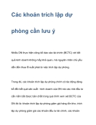 Các khoản trích lập dự phòng cần lưu ý