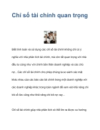 Chỉ số tài chính quan trọng