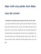 Hạn chế của phân tích Báo cáo tài chính