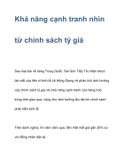 Khả năng cạnh tranh nhìn từ chính sách tỷ giá