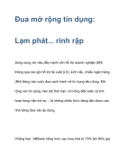 Đua mở rộng tín dụng Lạm phát rình rập