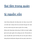 Sai lầm trong quản lý nguồn vốn