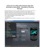 Cách sao lưu phần mềm backup app trên BlackBerry bằng BDM BlackBerry Desktop Manager