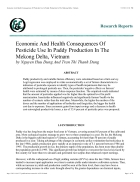 Economic And Health Consequences Of Pesticide Use In Paddy Production In The Mekong Delta Vietnam