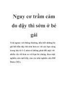 Nguy cơ trầm cảm do dậy thì sớm ở bé gái