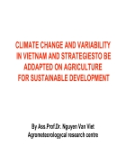 Climate change and variability in vietnam and strategiesto be addapted on agriculture for sustainable development