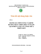 Đề cương đánh giá tiềm năng và định hướng phát triển bền vững du lịch biển lăng cô tỉnh thừa thiên huế