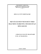 Đề cương Một số giải pháp nhằm hoàn thiện hoạt động marketing cho khách sạnđồng khánh