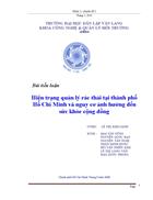 Hiện trạng quản lý rác thải tại thành phố Hồ Chí Minh và nguy cơ ảnh hưởng đến sức khỏe cộng đồng