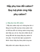 Hấp phụ trao đổi cation Quy luậ phản ứng hấp phụ cation