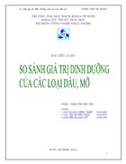 So sánh giá trị dinh dưỡng của các loại dầu