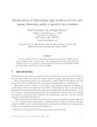 Enumeration of alternating sign matrices of even size quasi invariant under a quarter turn rotation