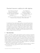 Standard character condition for table algebras