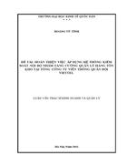 Giải pháp hoàn thiện việc áp dụng hệ thống kiểm soát nội bộ nhằm tăng cường quản lý hàng tồn kho tại VIETTEL