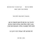 Quản trị rủi ro tín dụng tại Ngân hàng TMCP Công Thương Việt Nam Chi nhánh Khu công nghiệp Tiên Sơn