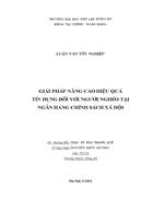 Giải pháp nâng cao hiệu quả tín dụng đối với người nghèo tại ngân hàng chính sách xã hội